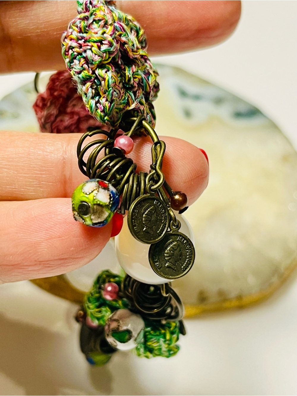 Handmade Multi-Color vintage Crochet Flower Bracelet - Women Jewelry - Picture 4 of 10